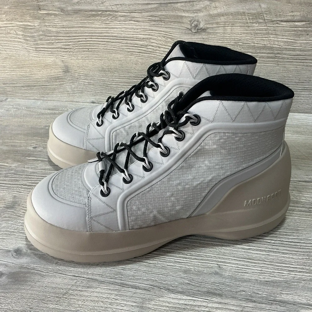 Moon Boots Men's Glacier Grey Mid Nylon Up Trek Limited Edition Size 11.5 NEW